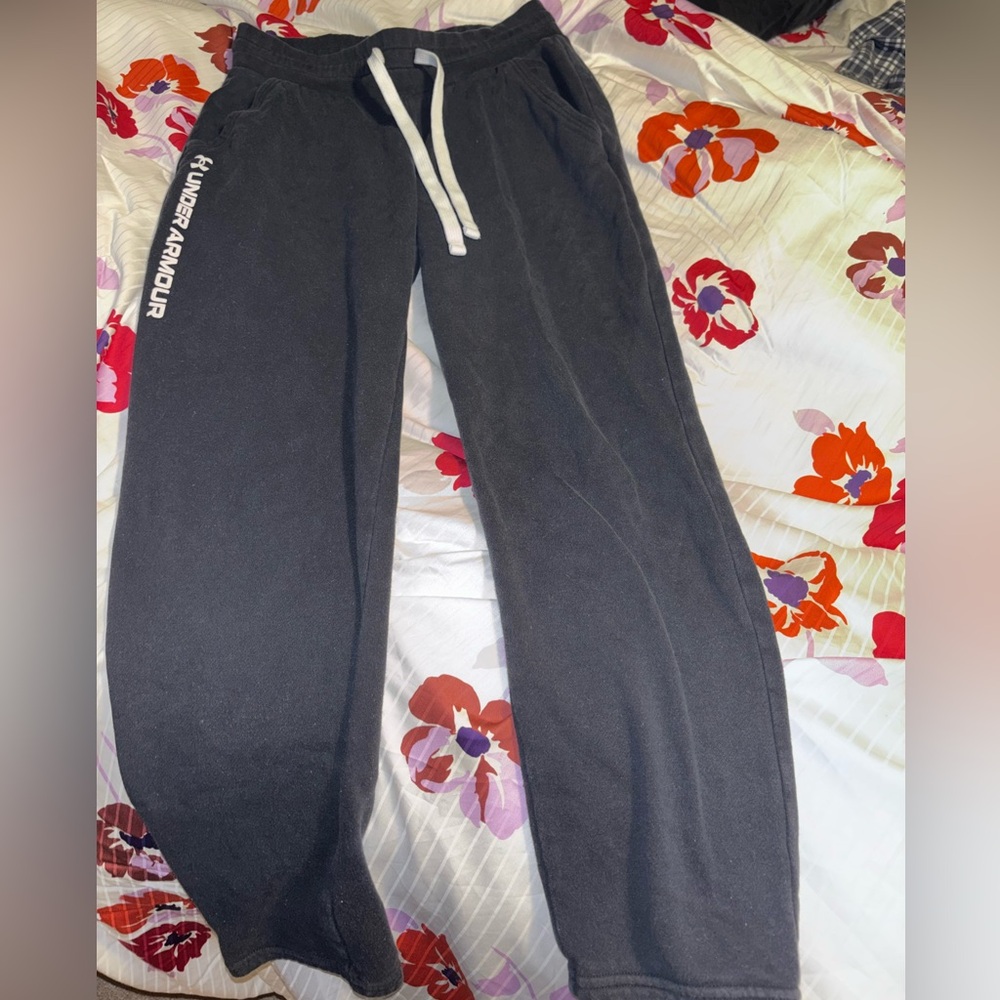 Under Armour Black Track Pants with White Accents